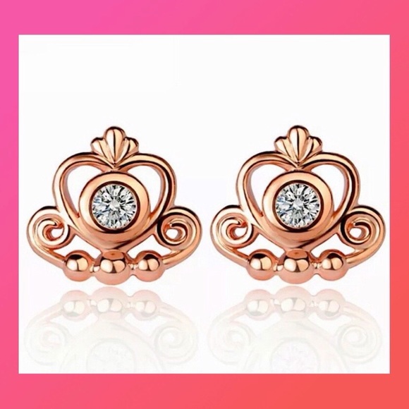 New! 18K Rose Gold Fairytale Stud Earrings! - Picture 1 of 5